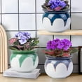 thumbnail image 7 of BUYMAX 6 inch Self-Watering Ceramic African Violet Pot , Kiln Glazed Blue & White, 7 of 7