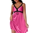 thumbnail image 5 of Blmnix Ladies Dresses Lounge Dress Slip Dress Satin Dress Under Dress Mid-Length Pink V-Neck Sleeveless Adjustable Strap Summer Dresses for Women,Free Size, 5 of 7