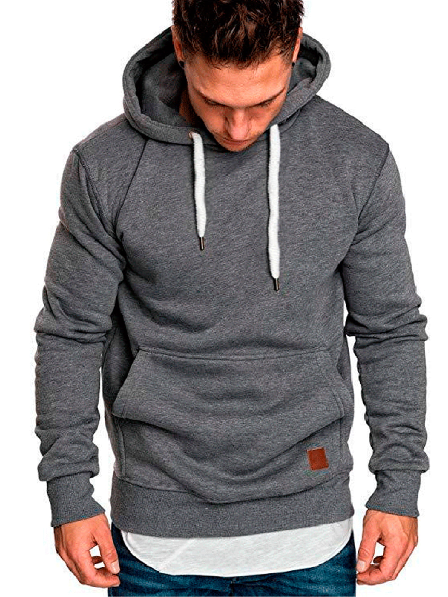 Aiyino Men's Short Sleeve Athletic Hoodies Sport Sweatshirt Solid Color Fashion Pullover 