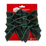 Holiday Time Mini Bows, Black and Green, 6 Count