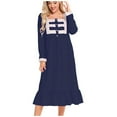 thumbnail image 2 of Robes pour Femmes 2023 Robes d'Été Robe Décontractée à Manches Longues Col Carré Mi-Mollet Tenue de Maison, 2 of 5
