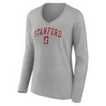 thumbnail image 2 of Women's Gray Stanford Cardinal Campus Long Sleeve V-Neck T-Shirt, 2 of 3