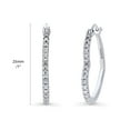 thumbnail image 2 of BERRICLE Sterling Silver Heart Cubic Zirconia CZ Medium Fashion Anniversary Hoop Earrings for Women, Rhodium Plated 1 inch, 2 of 6