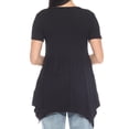 thumbnail image 3 of White Mark Short Sleeve Shirred Front Knit Tunic Top with Pockets, Women's, S-XL, 3 of 6