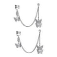 thumbnail image 2 of Fasijew Cartilage Butterflies Earrings Silver Color Chain Earrings Butterflies Women Earrings Cool Punk Silver Color Link Chain Cartilage Clip Fashion Gift, 2 of 7