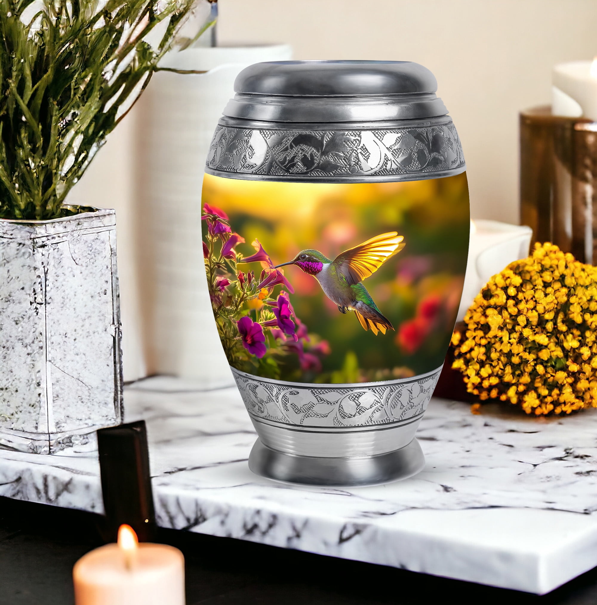 Yatskia Humming Bird Urn For Ashes Adult Male & Female, Large Urns For Human Ashes Mom & Dad, (Monar Large, 10 Inch)