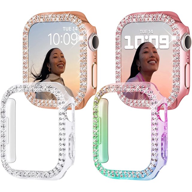 4 Pack Compatible with Apple Watch 38mm Case Cover,Crystal Bling Case Diamond Protective Face Cover Protector Sparkling Frame Covers Bumper for iWatch Series 7 6 5 4 3 2 1 SE Women Girls