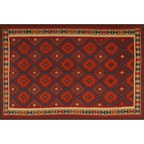 Ahgly Company Indoor Rectangle Contemporary Saddle Brown Oriental Area Rugs, 7' x 9'