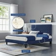 thumbnail image 2 of Platform Bed Frame, Twin Size, Blue Navy, Velvet, Modern Contemporary, Bedroom Master Guest Suite Room, 2 of 10