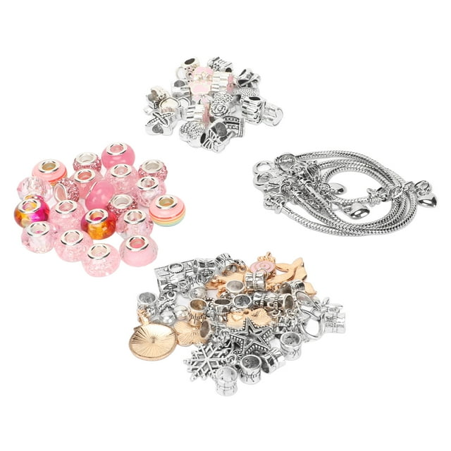 Kit De Fabricación De Pulseras Con Dices De 63 Piezas, Conjunto De Regalo De Joyería De Navidad Para Artes Y Manualidades Para Niñas, Que Incluye Pulsera Básica, Colgante,