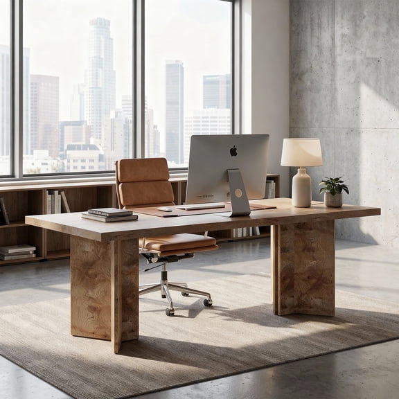 KIOOTTO 63" Farmhouse Dining Table for 4-6, Light Oak Brown Rustic Wood Kitchen Table with Thick Top, Modern Dining Table for Home, Apartment or Small Space