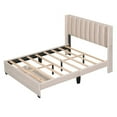 thumbnail image 3 of Full Bed Frame, Velvet Upholstered Platform Bed with a Big Drawer, Storage Bedframe with Headboard and Footboard, Wooden Bed Frame with Strong Wooden Slats, No Box Spring Needed, Beige, 3 of 7