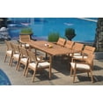 thumbnail image 4 of Grade-A Teak Dining Set: 10 Seater 11 Pc: 94" Double Extension Rectangle Table And 10 Vellore Stacking Arm Chairs Outdoor WholesaleTeak #WMDSWVm, 4 of 4
