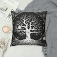 thumbnail image 2 of COMIO  Tree of Life Pillow Cover, Sun and Moon Throw Pillow Cover, Gothic Bohemian Cushion Cover, Trippy Galaxy Stars Decorative Square Pillow Case Bedroom Decor, White and Black, 2 of 5