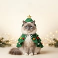 thumbnail image 4 of Luckky Pet Christmas Tree Costume, Green Ruffled Xmas Tree Hooded Outfit with Golden Star & Colorful Pom Poms, Holiday Cosplay Clothes for Cats Small Dogs, Christmas Party Photo Prop, 4 of 5
