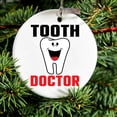 thumbnail image 2 of DistinctInk Hanging Ceramic Christmas Ornament - Tooth Doctor Dentist - Gold String, 2-3/4 inch Diameter, 2 of 2