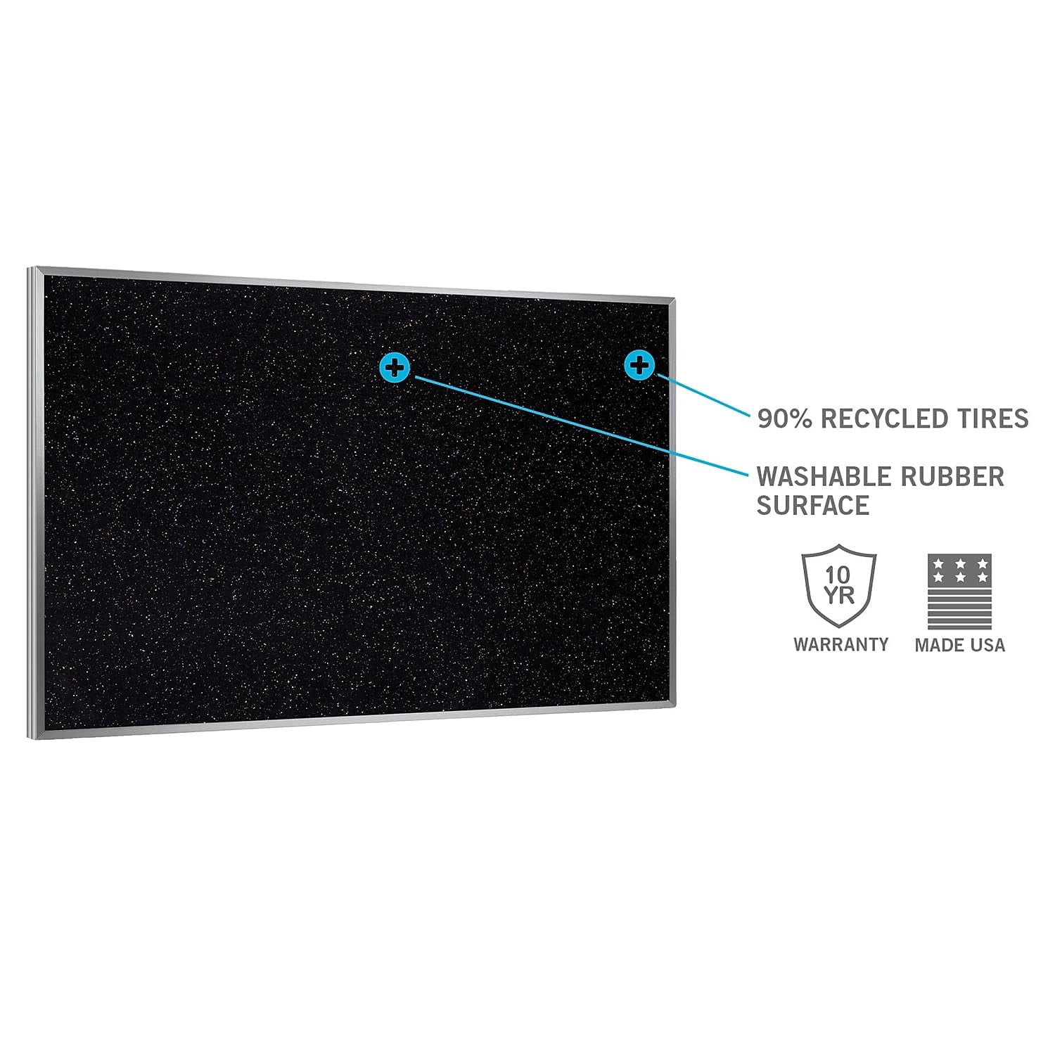 Pemberly Row 4' x 5' Rubber Bulletin Board with Aluminum Frame in Speckled Tan