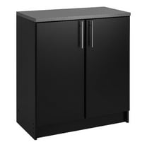 Maklaine Black Engineered Wood Base Cabinet with Melamine Countertop