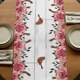 thumbnail image 5 of Table Runners 70 Inches Long Dress Scarves, Pink Roses Birds Farmhouse Coffee/Dining/Kitchen Table Decor, Holiday Table Runner, Spring Floral Butterflies Gray Wooden 13x70 Inch, 5 of 9