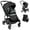 Black, variant on Costway Baby Stroller Foldable Infant Pram Stroller with Reclining Backrest Handle Black