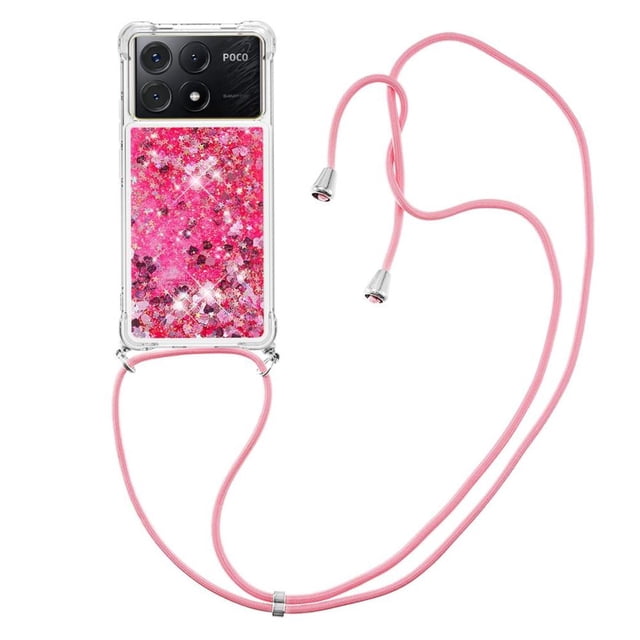 Funda FOXDOCK para Xiaomi Poco X6 Pro con Cuerda Ajustable, Brillo Líquido, Protección Antigolpes y Lente – Ideal para Regalo