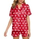 thumbnail image 1 of Conjunto de pijama de satén de seda para mujer - 2 piezas con camisa abotonada y pantalones - Ropa de estar por casa suave y transpirable, 1 of 5