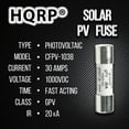 thumbnail image 2 of HQRP 5-Pack Solar PV Fast Acting Photovoltaic Fuse Link CFPV-1038, gPV type, 30 Amp 1000V DC, 10x38mm, 20kA IR, Replacement for Littelfuse SPF010, In-Line Midget Ceramic Fuses for Solar Power Systems, 2 of 7