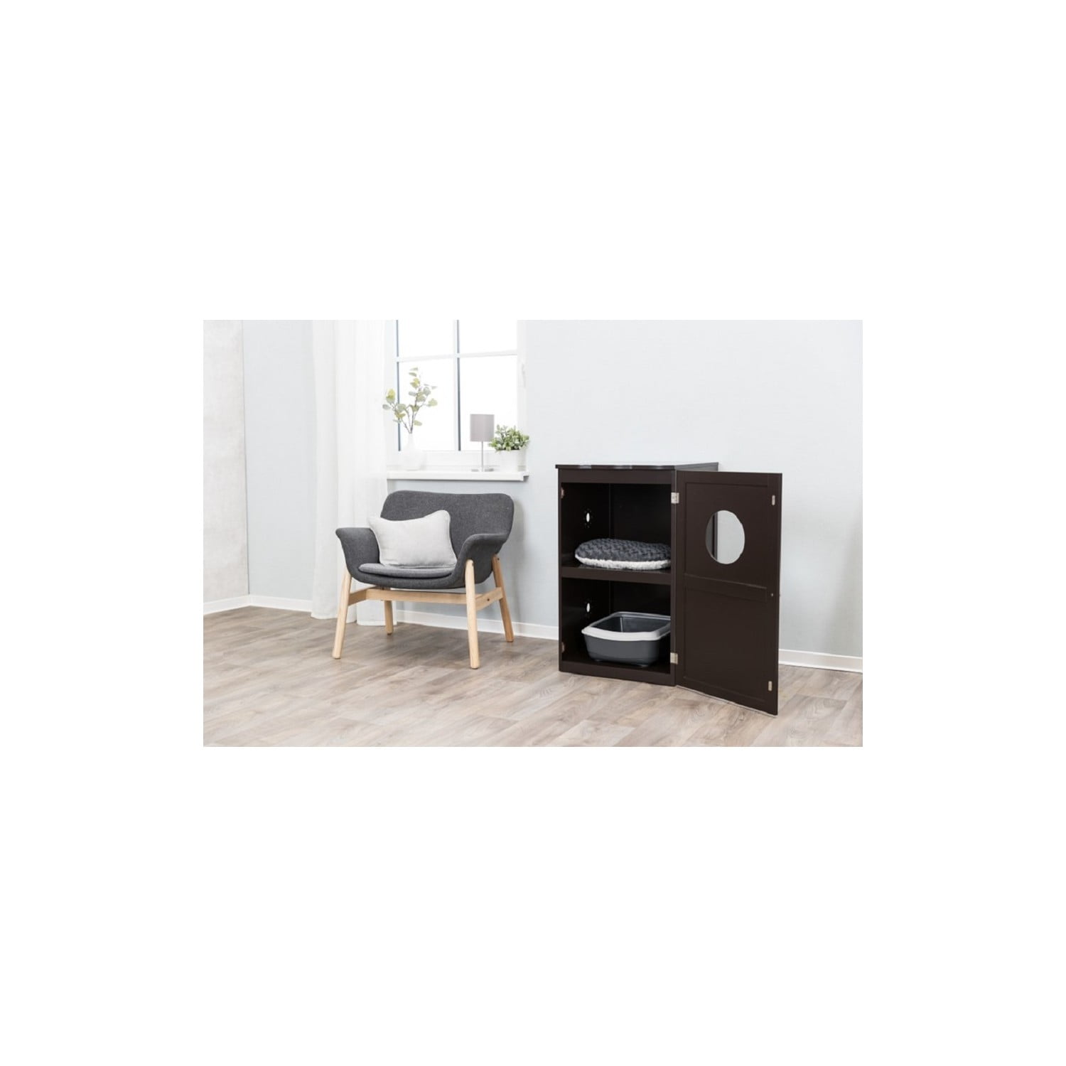 TRIXIE 2-Story Cat Litter Box Enclosure Hidden Litter Indoor Cat Furniture Accent Table, Brown