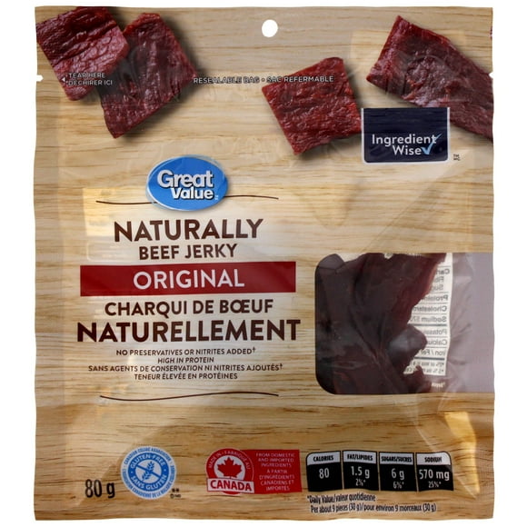 Charqui de bœuf original Naturellement Great Value 80 g