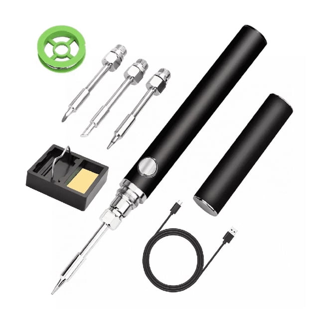 Soldador Inalámbrico Portátil Recargable Usb Con 3 Puntas negro