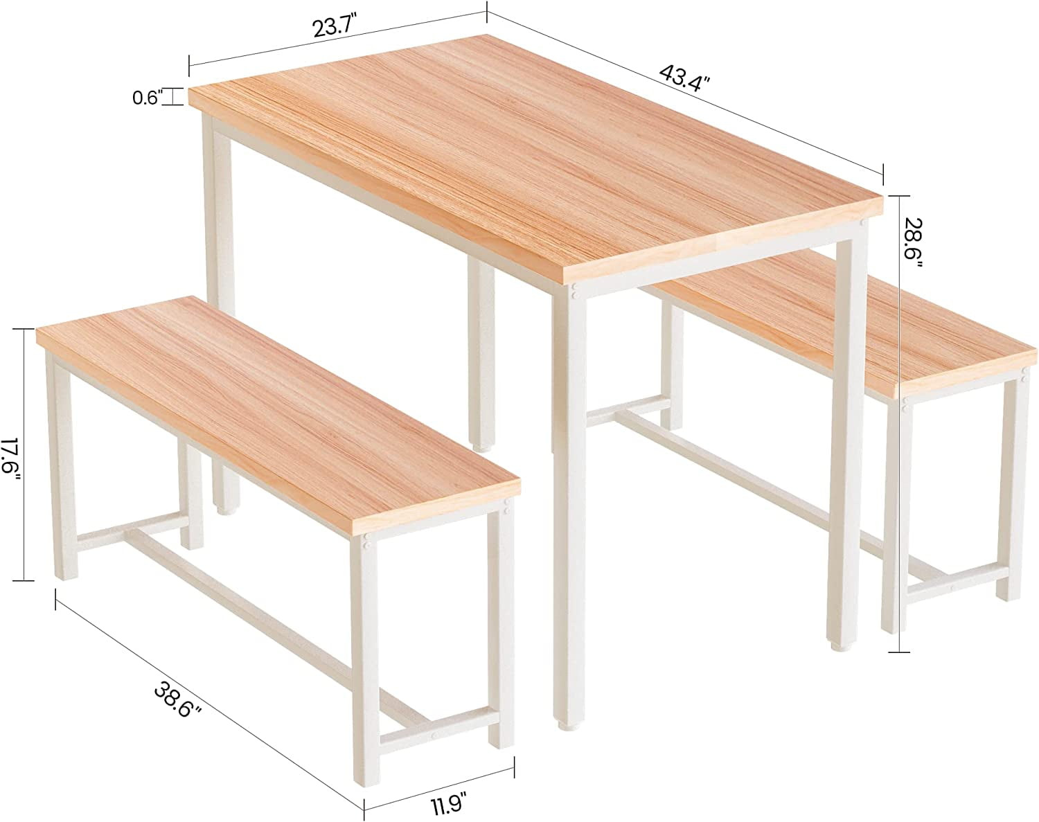 LinkRomat 43 Inch Dining Table Set for 4, Kitchen Table and Chairs Set, Small Dinette Table Set for Apartment or Dining Room