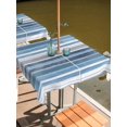 thumbnail image 6 of Outdoor Tablecloth with Umbrella Hole, Blue Nordic Style Stripes Spillproof Waterproof Outdoor Table Cover, Blue Gray Texture Patio Tablecloths for Party/Garden/Picnic, Square 54"x54", 6 of 9