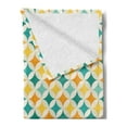 thumbnail image 2 of Geometric Soft Flannel Fleece Throw Blanket, Abstract Colorful Pattern Circular and Diamond Shaped Cubic Print, Cozy Plush for Indoor and Outdoor Use, 50" x 60", Yellow and Blue, by Ambesonne, 2 of 5