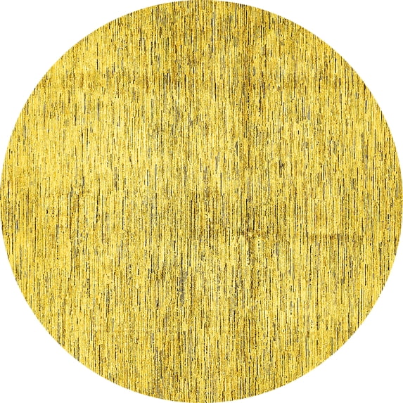 Ahgly Company Machine Washable Indoor Round Abstract Yellow Modern Area Rugs, 3' Round