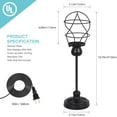 thumbnail image 3 of Industrial Bedside Lamp with Dual Usb Charging Ports Retro Small Bedside Lamp with Ac Socket Black Metal Wire Cage Lampshade for Living Room Bedroom Office, 3 of 3