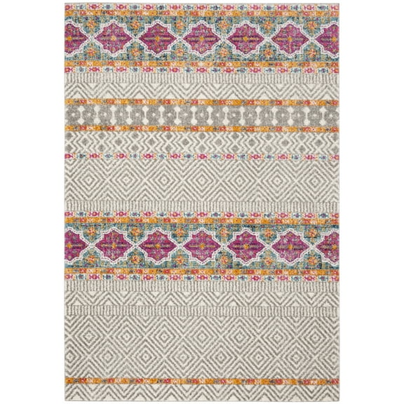 SAFAVIEH Madison Emmet Traditional Area Rug, Grey/Ivory, 5'3" x 7'6"