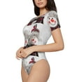 thumbnail image 2 of Balery Women'Schristmas Snowman With Hat Crew Neck Round Neck Short Sleeves Slim Fit Casual Basic Extender Bodysuit Daily Jumpsuit T Shirts-Small, 2 of 9