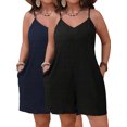 thumbnail image 2 of Cuteduck Women's Plus-size Casual Summer Halter Rompers Shorts Jumpsuit with Pockets,2-Pieces,1X-4X, 2 of 5
