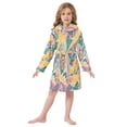 thumbnail image 6 of FORMRS Niños Bathrobe Unisex Hooded Robe Soft Plush Pajamas Sleepwear, Size 7-9T, Yellow Floral Wave, 6 of 7