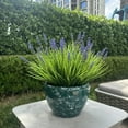 thumbnail image 4 of 12 Bundles Artificial Plants Outdoor Fake Monkey Grass with Flowers for Pot Garden Verandah Decor for Window Garden Office Patio Hanging Planter Pathway Front Porch (Grass with Flowers), 4 of 4