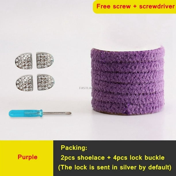 par de cordones elásticos planos de felpa sin atar cordones de zapatos con diamantes cierre de encaje cordones perezosos niños adultos zapatillas Unisex cuerdas para zapatosChina Gao Jinjia LED