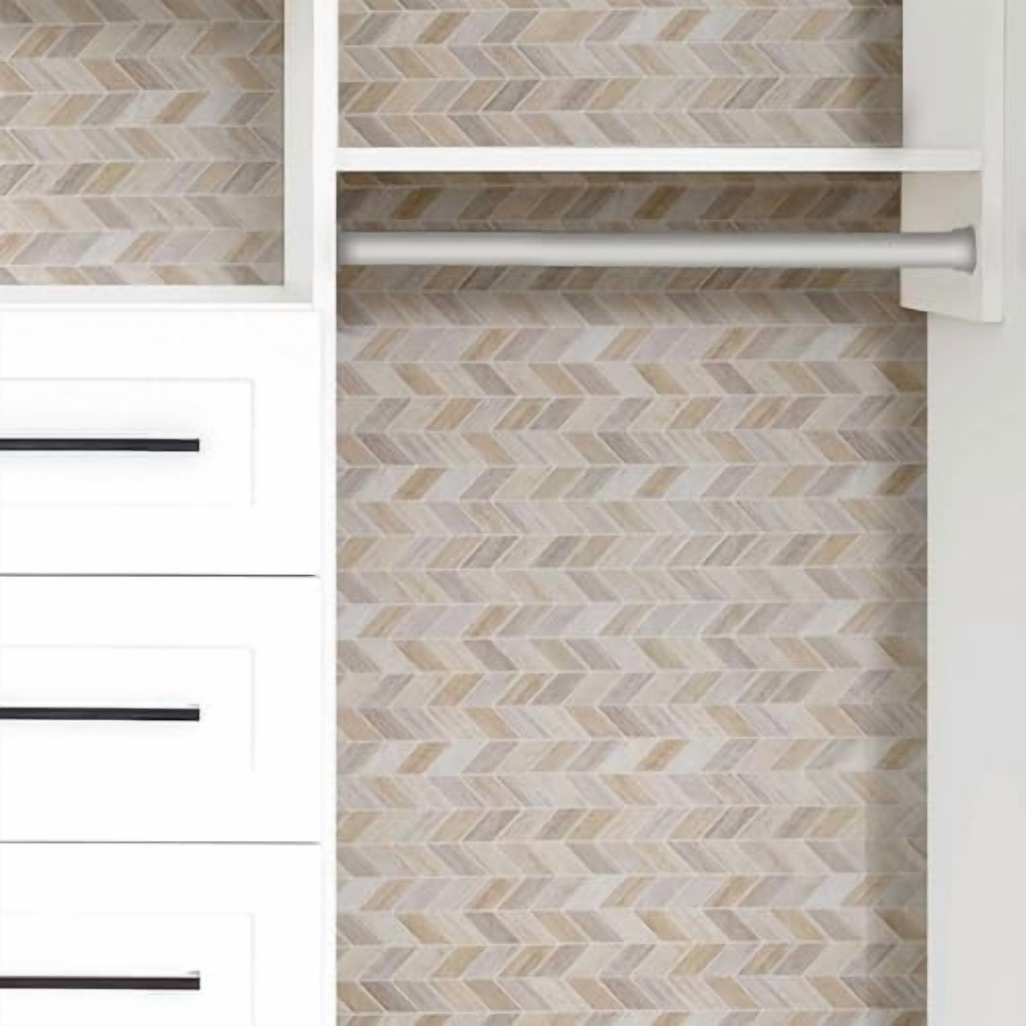 Main Street Peel & Stick Wallpaper Tiles, Earth Herringbone, 8 in x 8 in, 24 Pack, Self Adhesive Wall Tiles for Kitchen Backsplash and Home Decor