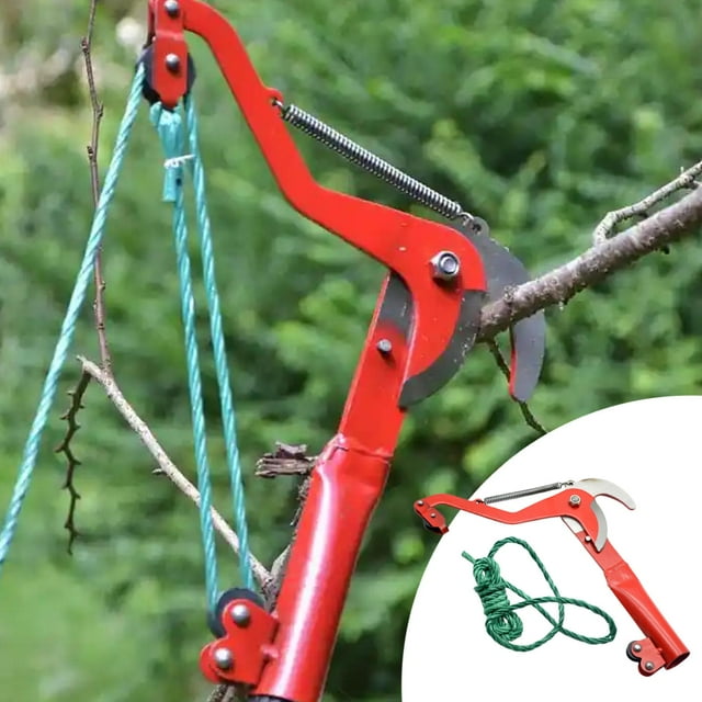 Colaxi Sécateurs Haute Altitude Outil de Jardinage Ramasse-Fruits Multifonctionnel Robuste avec Corde pour Pelouse Ferme Maison Jardin Rouge