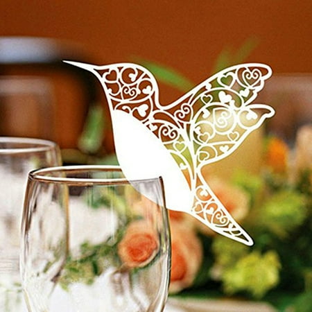 Love Birds Place Card Holder - 50pcs Love Bird Table Mark Wine Glass Name Place Card Wedding Party Decor