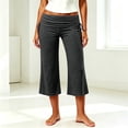 thumbnail image 5 of Wide Leg Yoga Pants for Women Women Pull On Fold Over Yoga Pants Summer Casual Elastic Waist Gym Cropped Leggings Dark Gray,XXL, 5 of 9