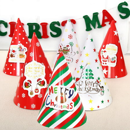 Christmas Dress Up Paper Adult Child Three-dimensional Christmas Hat 6 Pack