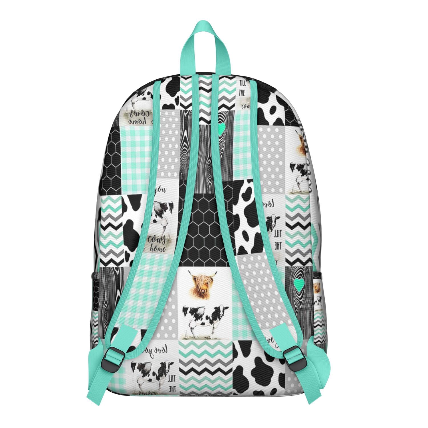 Farmhouse Cow Backpack for Teens, Durable and Lightweight Laptop Bag with Bull, Buffalo, and Black & White Cow Print Design