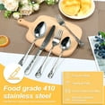 thumbnail image 5 of Jetcloudlive 20 Pieces Silverware Set, Stainless Steel Flatware Set for 4, Silver Mirror Polished Cutlery Utensil Set, Flower Pattern Forks and Spoons Set with Knives, Dishwasher Safe, 5 of 8