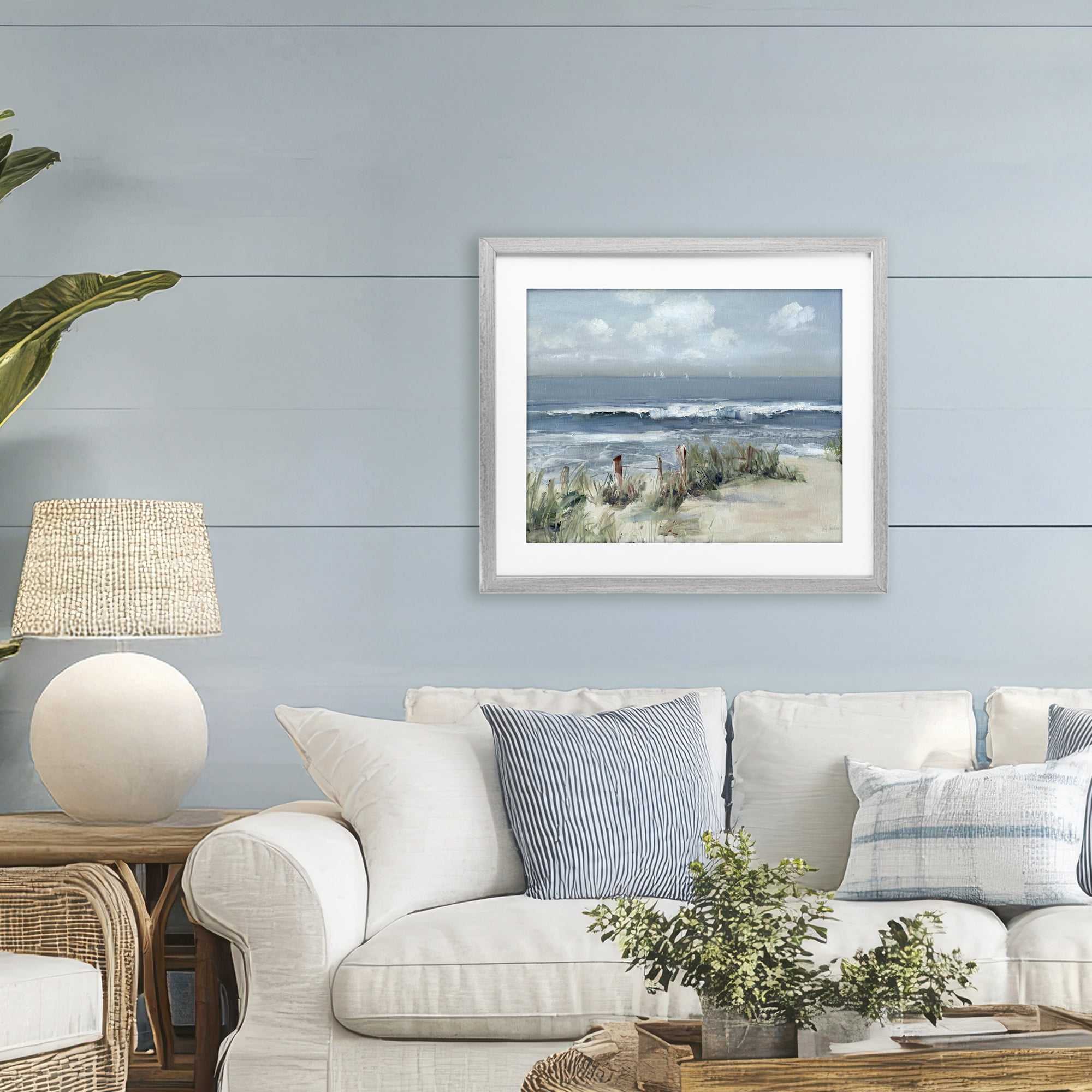 Stupell Industries Brushed Expression of Coast Gray Framed Print Under Glass, design by Sally Swatland