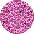 thumbnail image 1 of Ahgly Company Indoor Round Abstract Pink Modern Area Rugs, 4' Round, 1 of 4